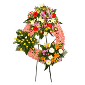 CORONA FLOR VARIADA FRESCA COLOR ROSA