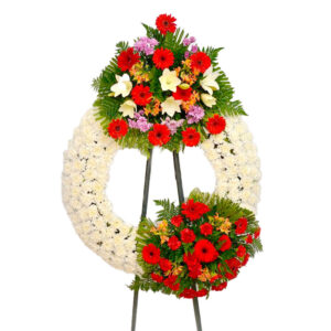 CORONA FLOR VARIADA COLOR BLANCO