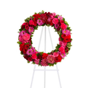 CORONA FLOR VARIADA COLOR ROSA