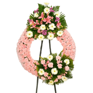 CORONA FLOR VARIADA COLOR ROSA