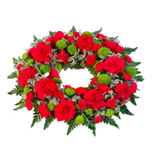 CORONA CLÁSICA FLOR VARIADA COLOR ROJO
